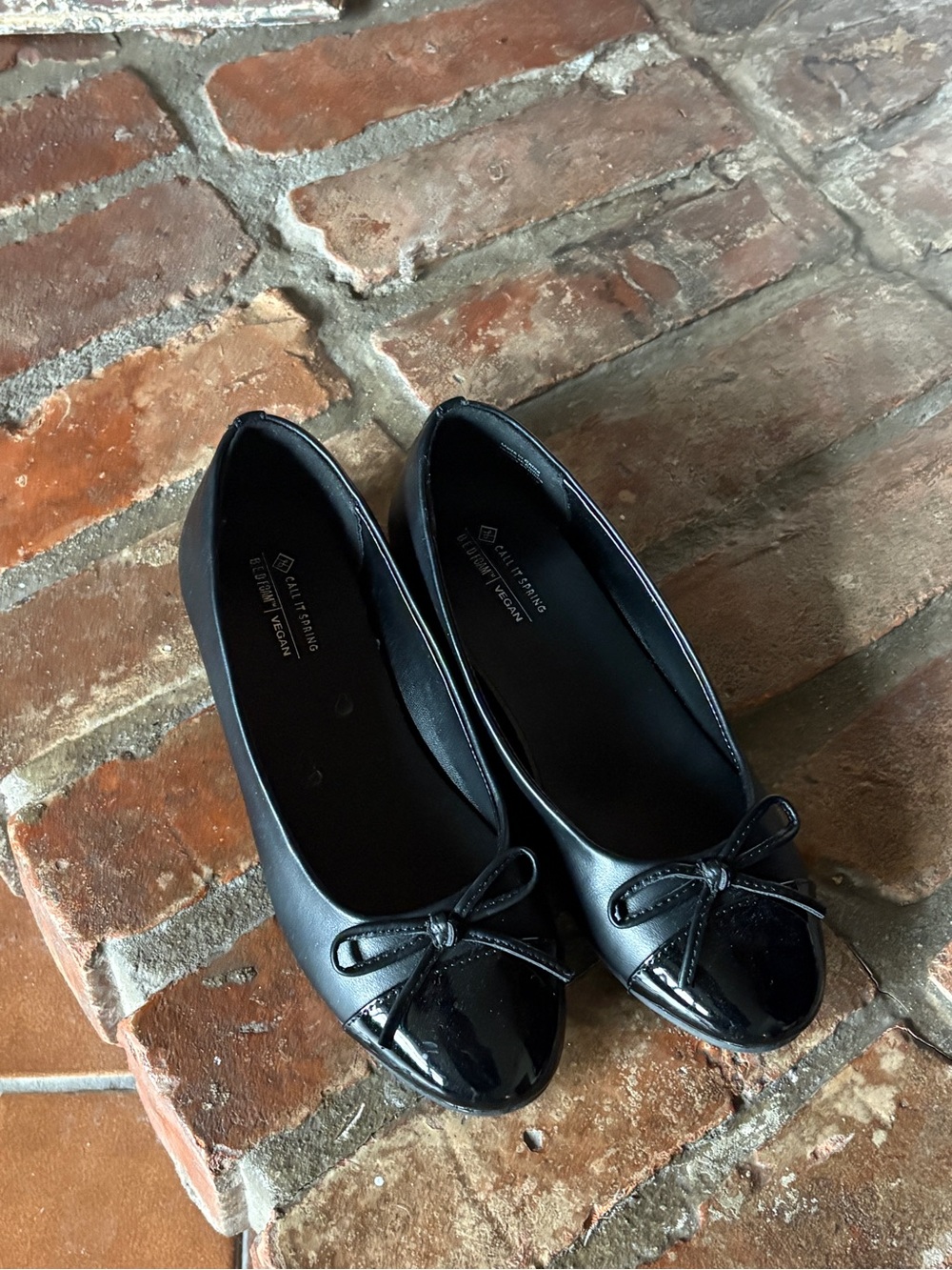 Call It Spring Black Patent-Toe Bow Ballet Flats
